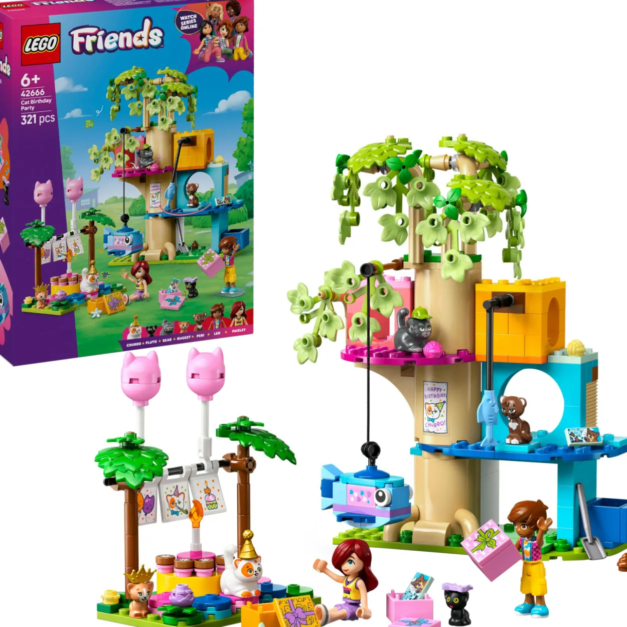 LEGO Friends 42666 Kissan synttärijuhlat ja puumaja