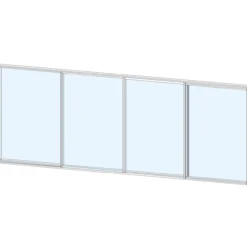 Liukulasiovi 4-os aukkoon 3800 x 1100 mm, puolikorkea, valkoinen profiili