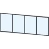 Liukulasiovi 4-os aukkoon 3800 x 1100 mm, puolikorkea, tummanharmaa profiili