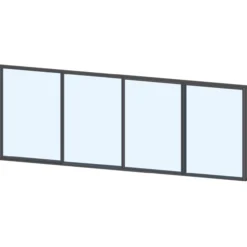 Liukulasiovi 4-os aukkoon 3800 x 1100 mm, puolikorkea, tummanharmaa profiili