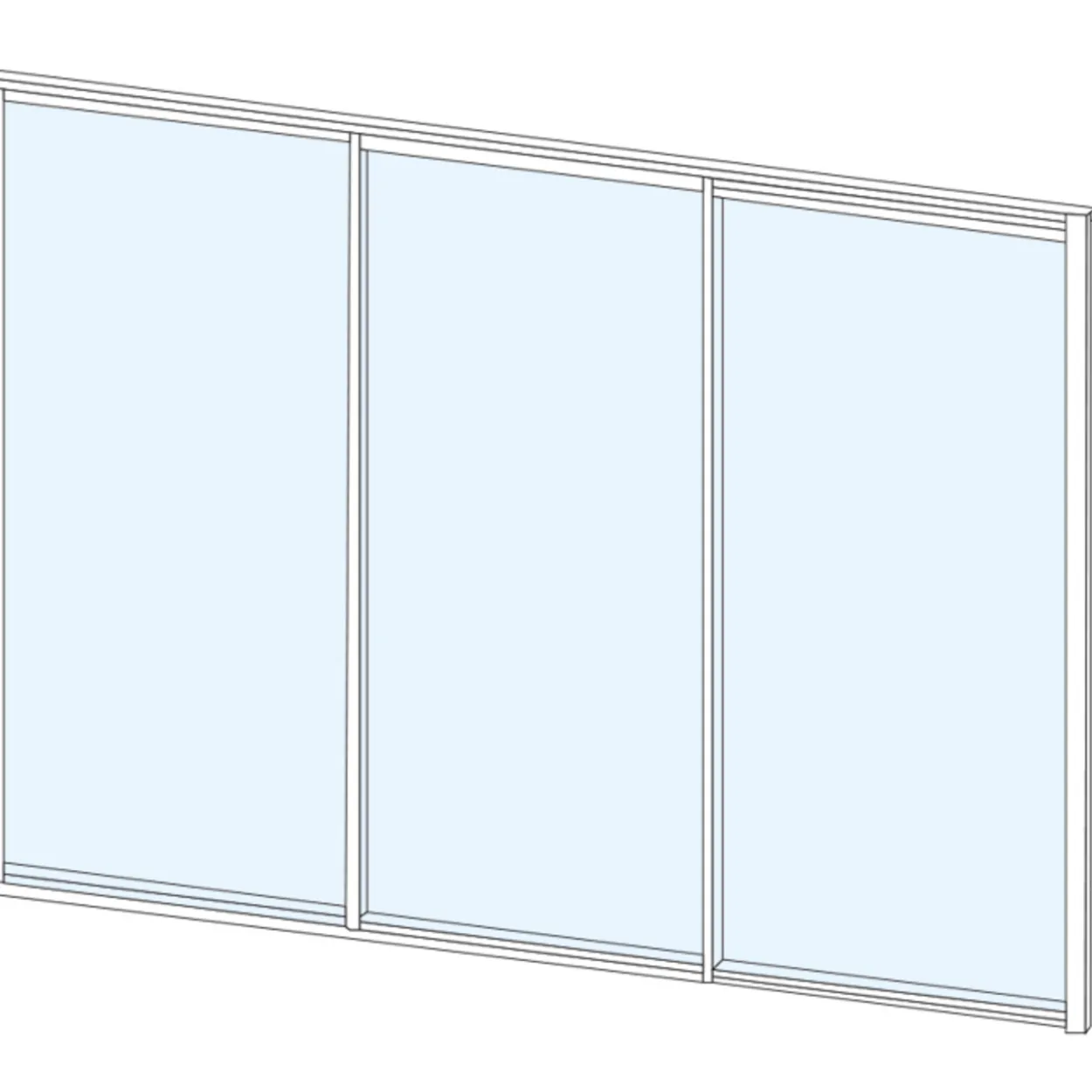 Liukulasiovi 3-os aukkoon 2870 x 2100 mm, valkoinen profiili