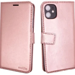 Lompakkolaukku Mobia iPhone 15 ruusukulta