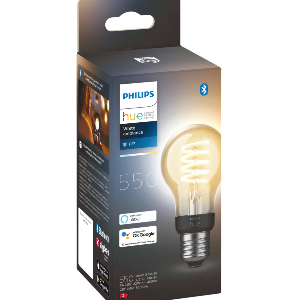 Älylamppu Philips Hue White Ambiance 7W Fil A60E27