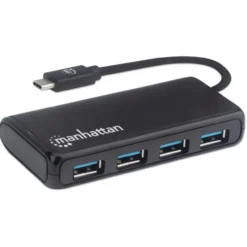 Manhattan 4xUSB-A hubi USB-C kaapelilla