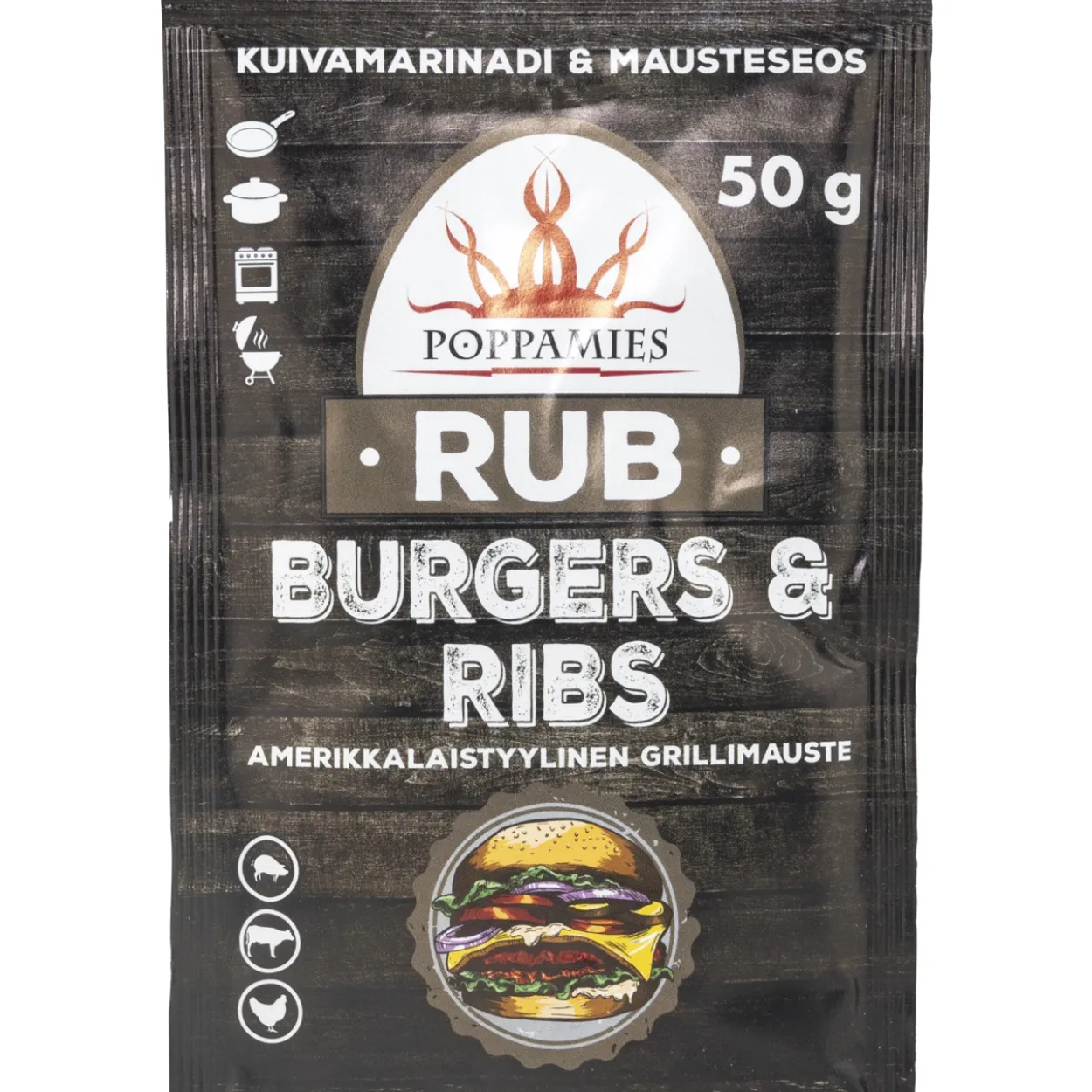 Mausteseos Poppamies 50 g Rub Burgers & Ribs