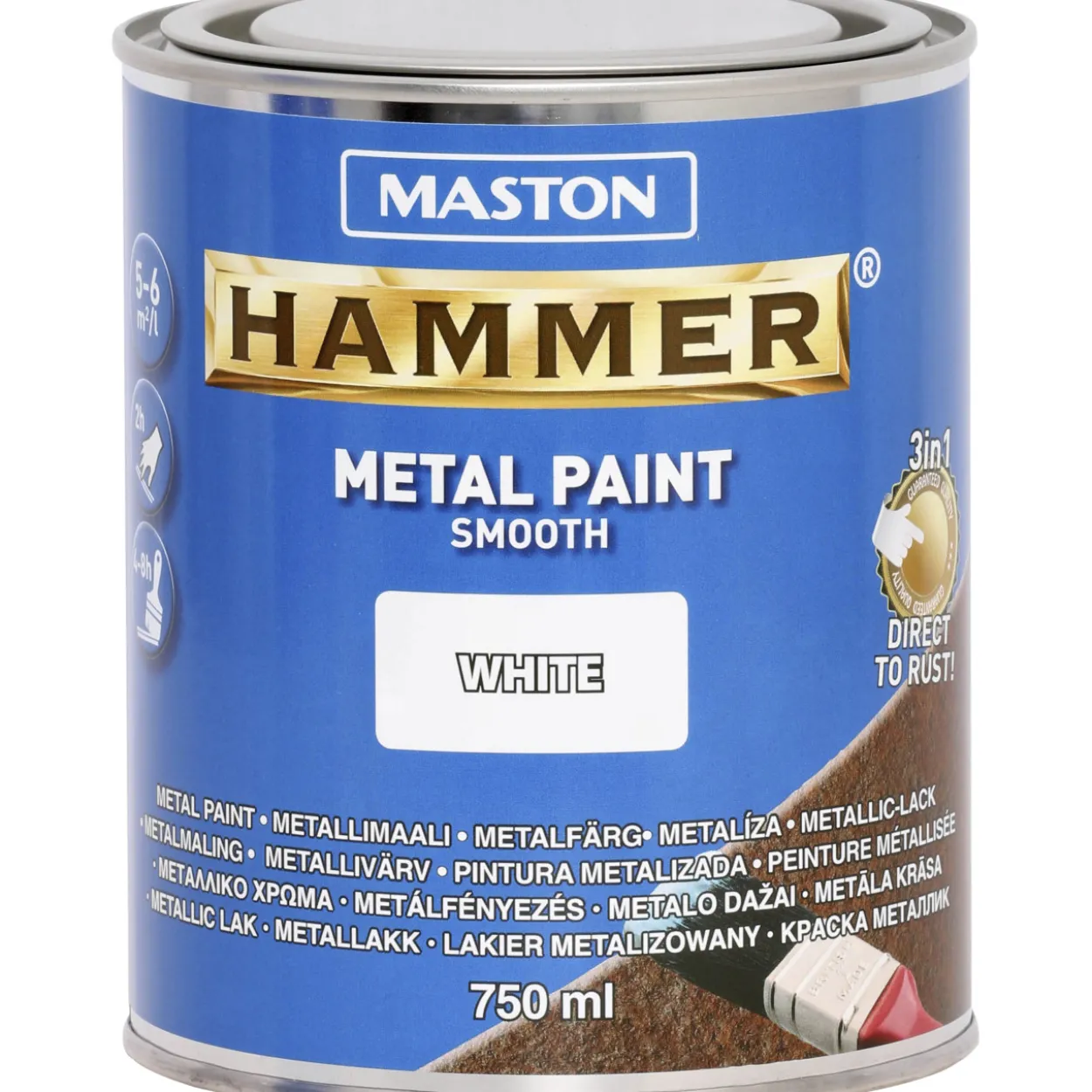 Metallimaali 750 ml valkoinen sileä