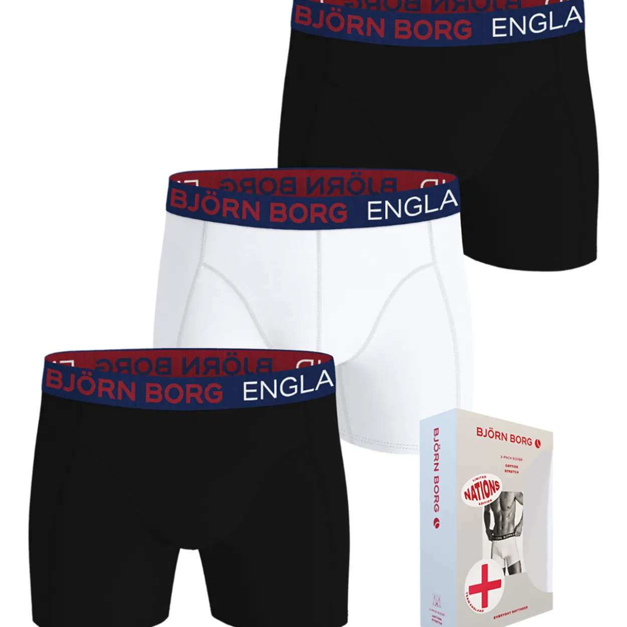 Miesten bokserit Björn Borg Nations Englanti 3-pack
