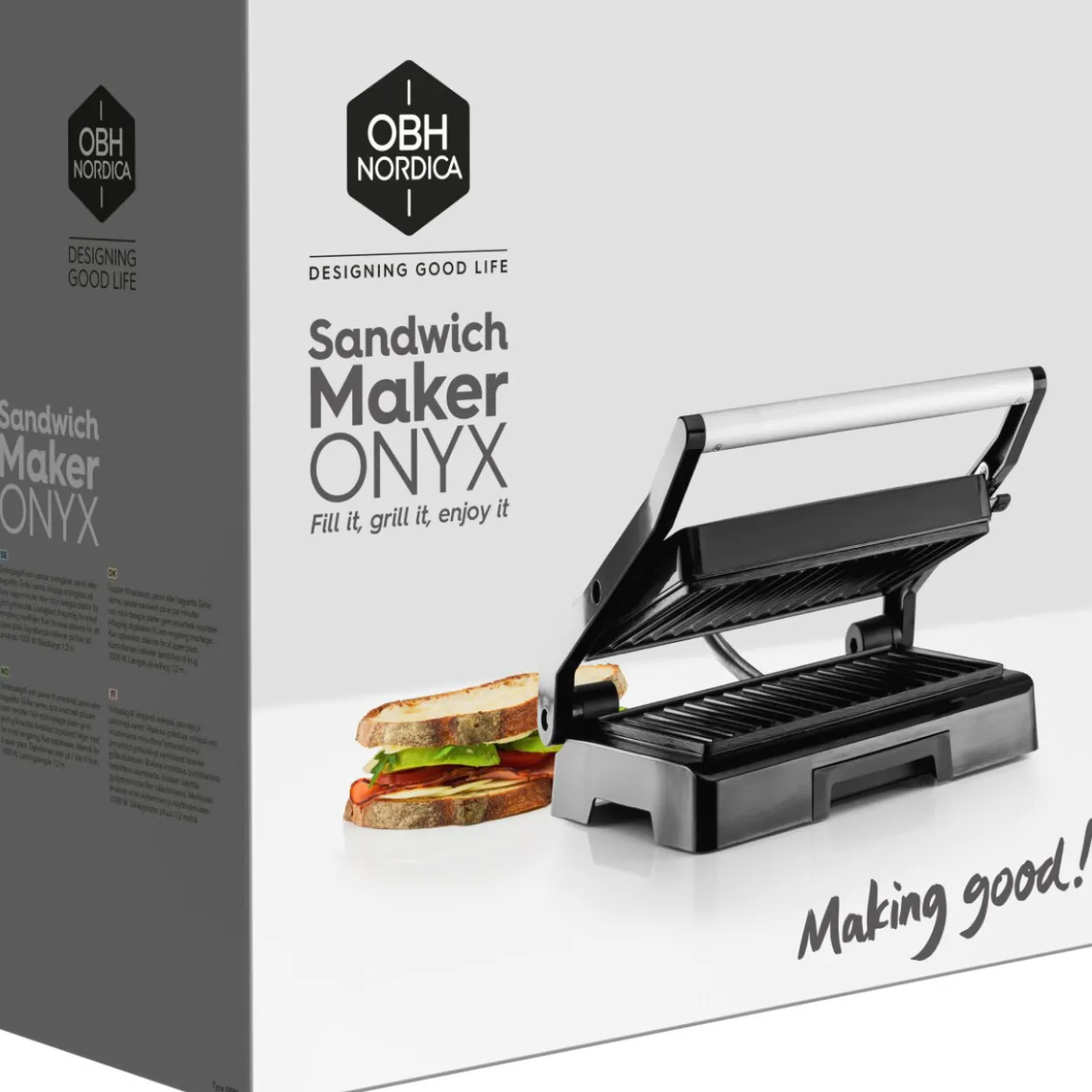 OBH Nordica Onyx -panini- ja -voileipägrilli, musta 6889