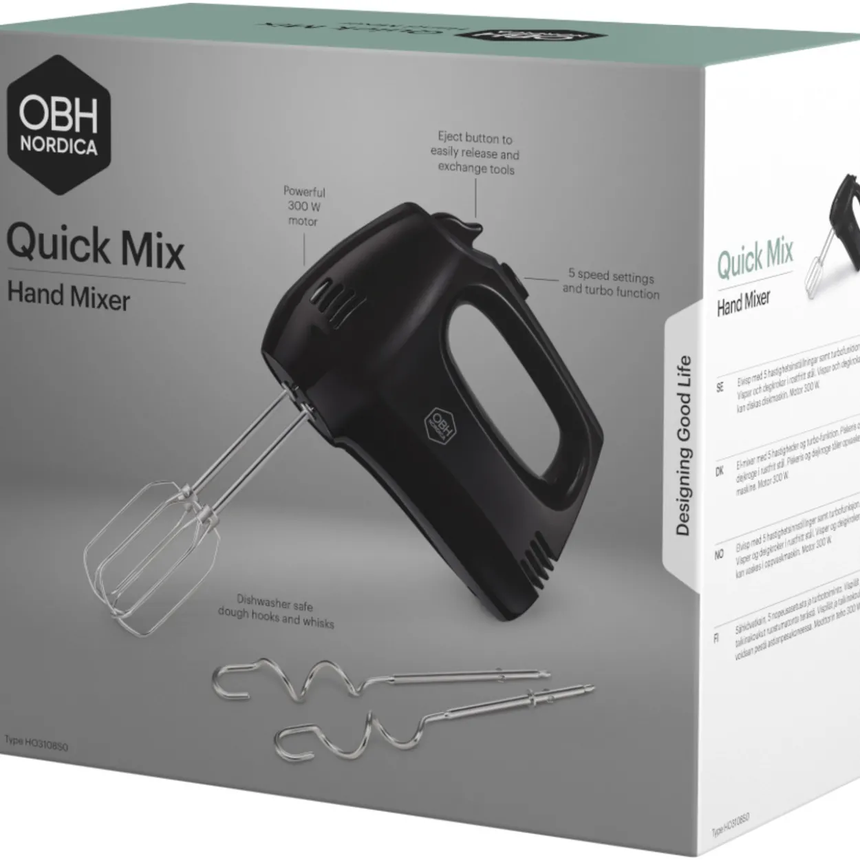 OBH Nordica Quick Mix -sähkövatkain, musta HO3108S0