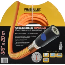 Paineilmaletku Finbullet Superflex 3/8"x 20 m rekyylivapaalla turvaliittimellä