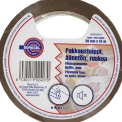 Pakkausteippi Eurocel 50 mm x 66 m ruskea äänetön