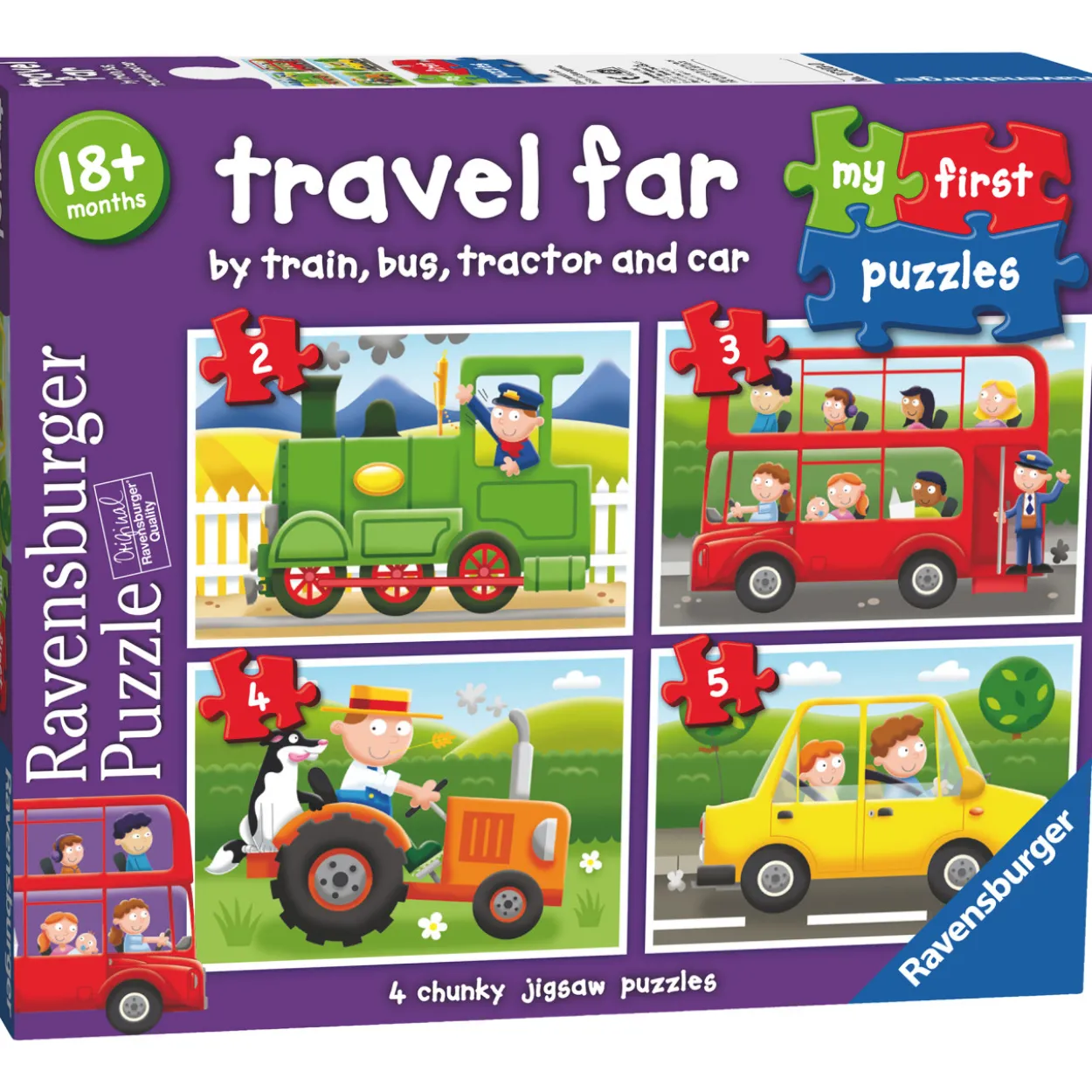 Palapeli Ravensburger 2/3/4/5 palaa Travel Far My First Puzzles