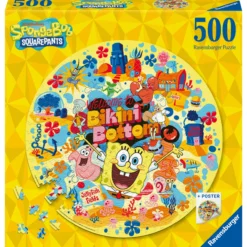 Palapeli Ravensburger 500 palaa Sponge Bob pyöreä