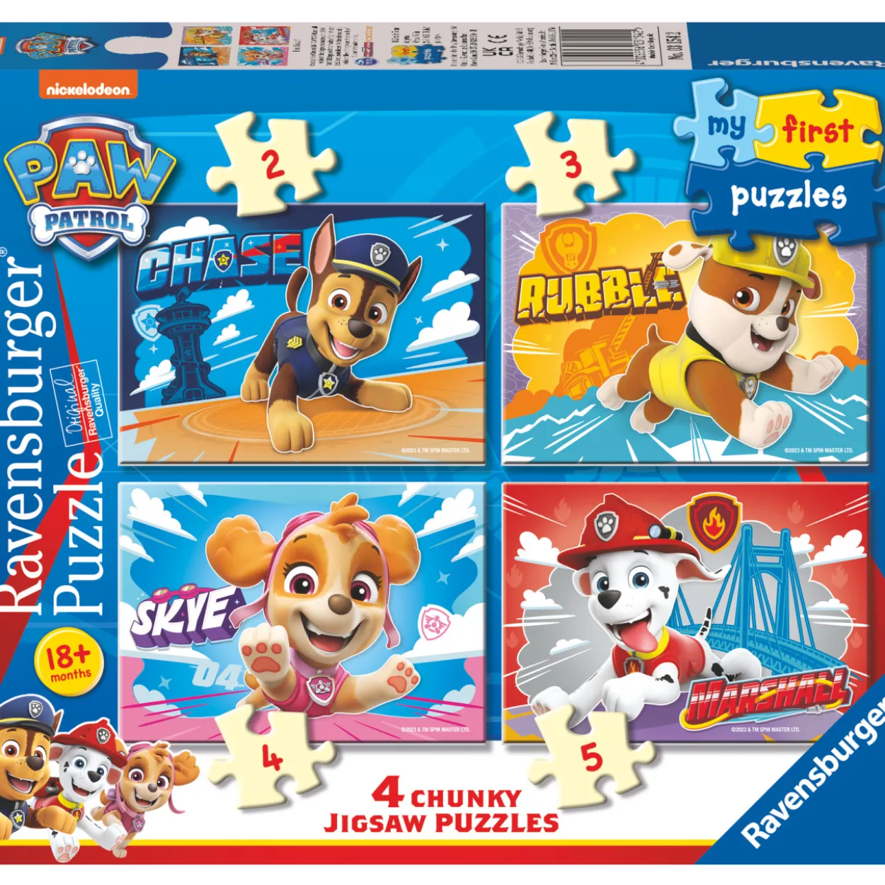 Palapeli Ravensburger 2/3/4/5 palaa Paw Patrol My First Puzzles