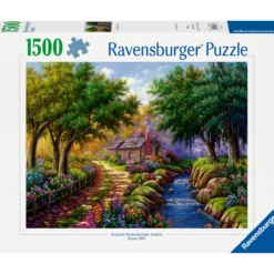 Palapeli Ravensburger 1500 palaa Cottage by the River