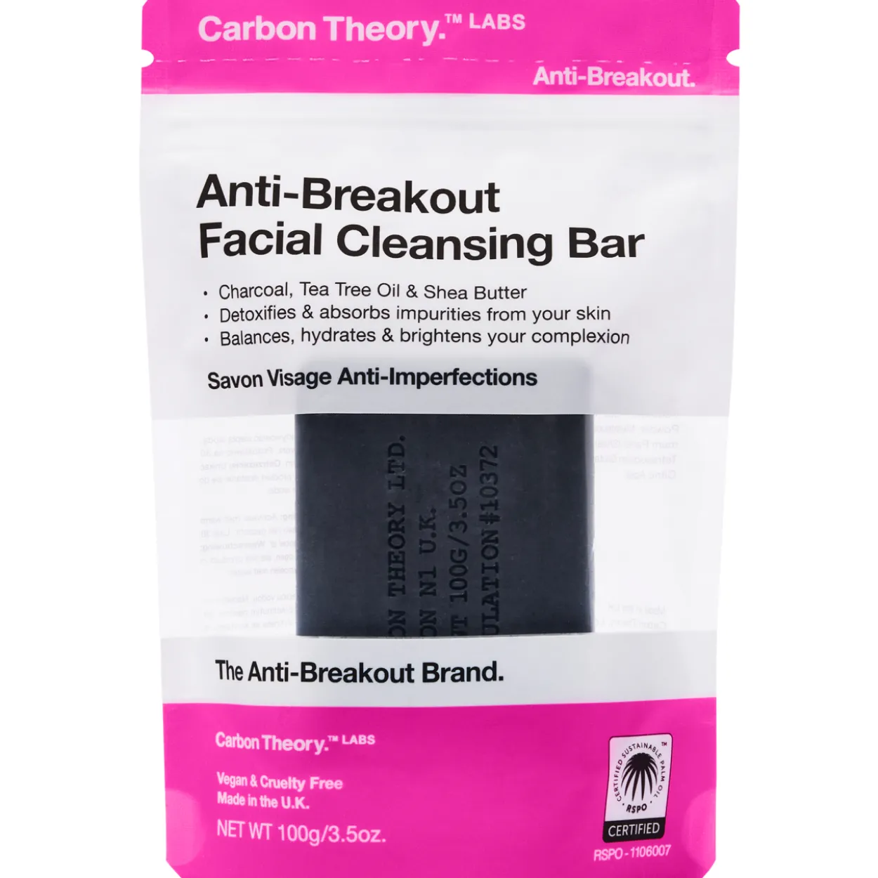 Palasaippua kasvoille Carbon Theory 100 g Anti-Breaout