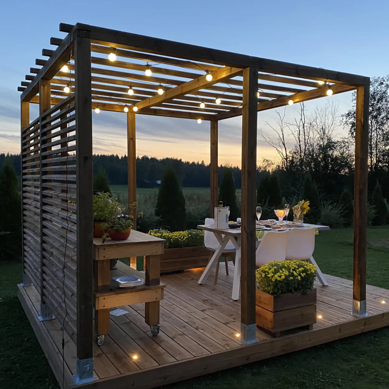 Pergola Patio Terassit 3x3m, kestopuu