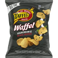 Perunalastu Taffel 270 g Waffel Sourcream & Black Pepper