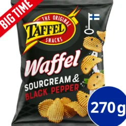 Perunalastu Taffel 270 g Waffel Sourcream & Black Pepper