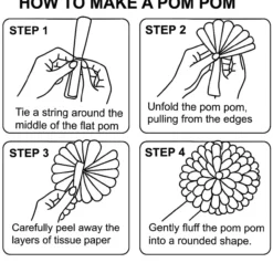 Pom pom -koriste Let's Party 3 kpl vaaleanpunainen