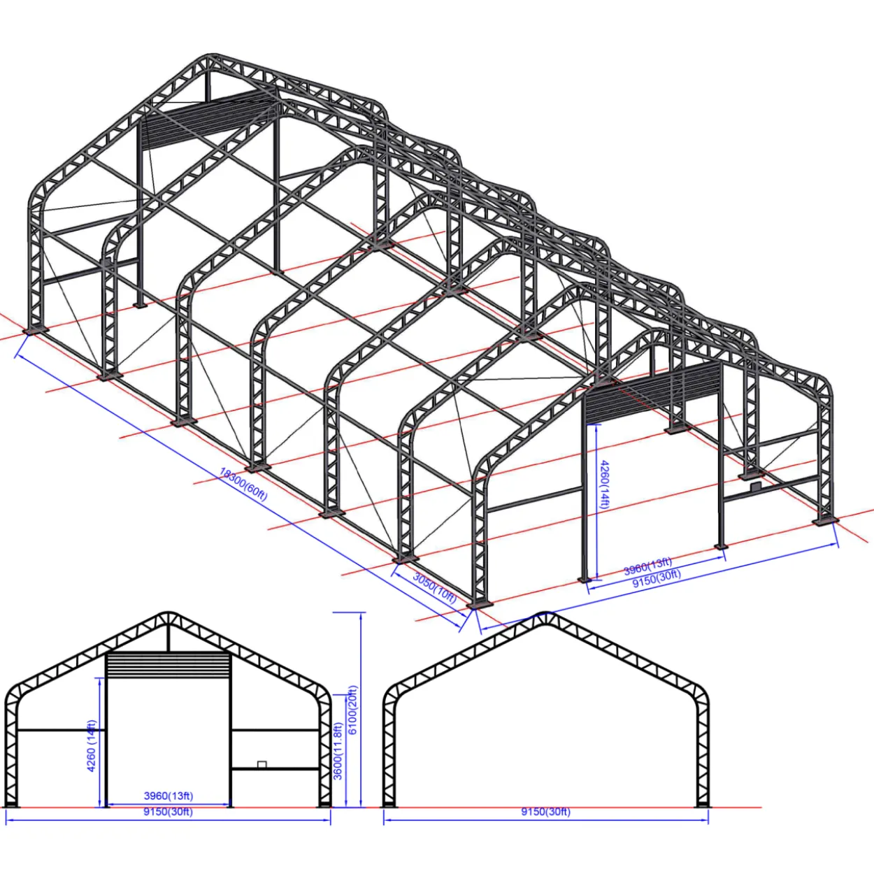 Pressuhalli Ranch Premium 9,15 x 18,3 x 6,1 m 900 g