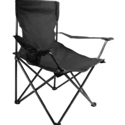 Pullotelineellä varustettu retkituoli Vaeltaja, musta