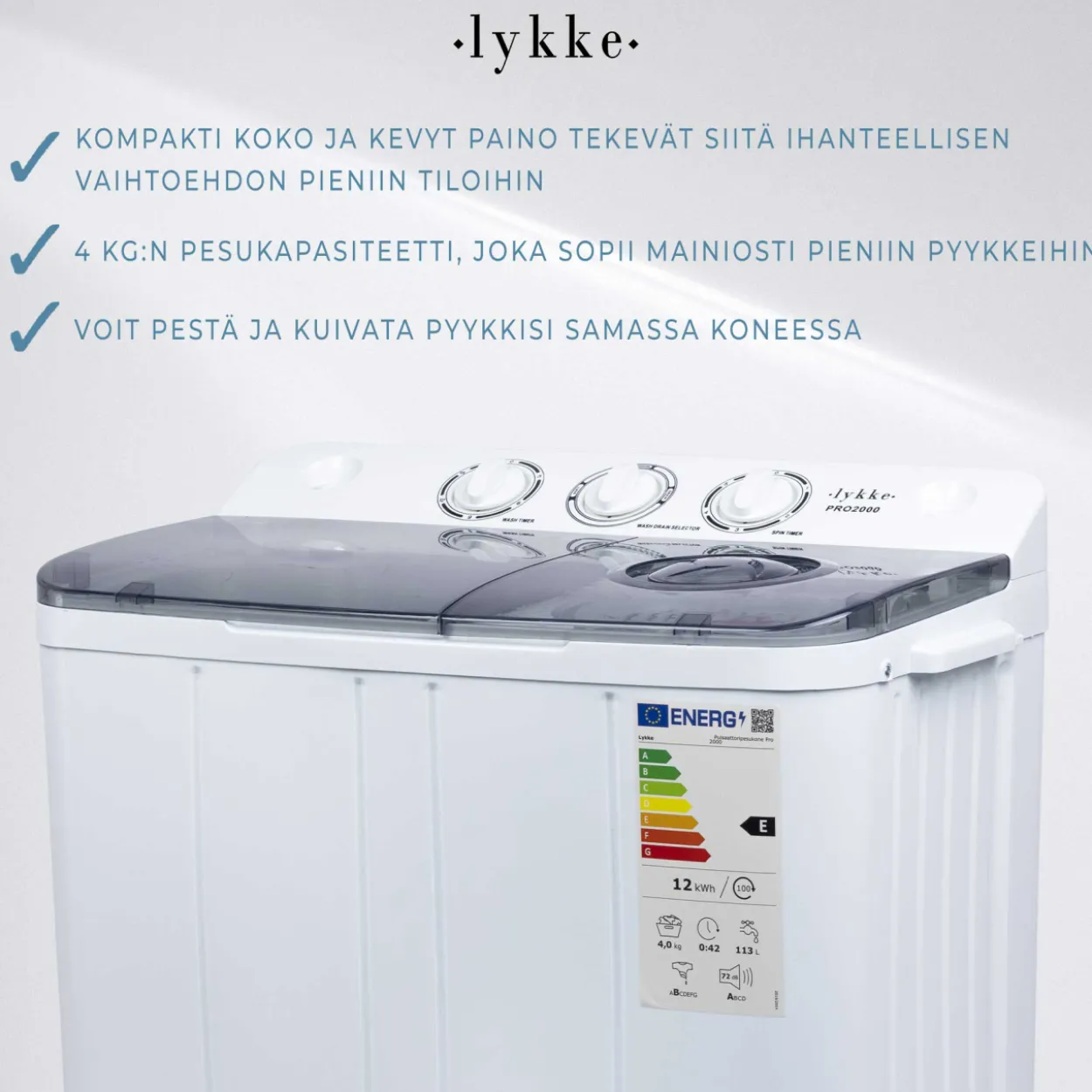 Pulsaattoripesukone Lykke Pro 2000