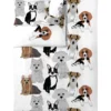 Pussilakanasetti Vallila 150 x 210 cm Doggies valkoinen