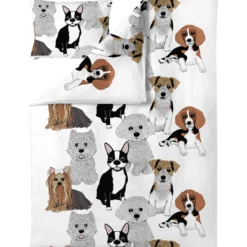 Pussilakanasetti Vallila 150 x 210 cm Doggies valkoinen