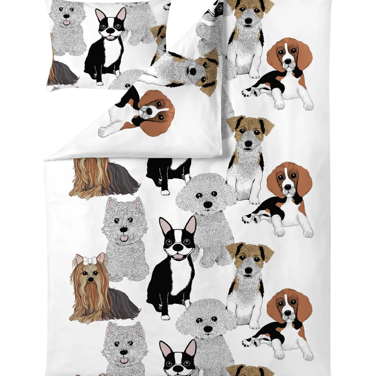 Pussilakanasetti Vallila 150 x 210 cm Doggies valkoinen