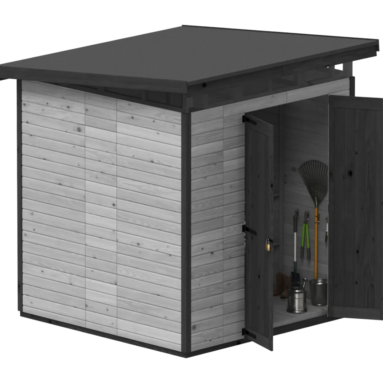 Puutarhavaja Upyard Strongbox XL, 203 x 203 x 230 cm, harmaa/musta
