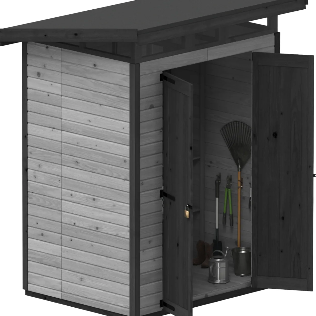 Puutarhavaja Upyard Strongbox M, 163 x 127 x 222 cm, harmaa/musta