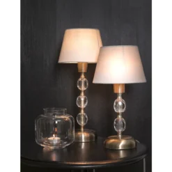 Pöytävalaisin Aneta Lighting antiikkimessinki/valkoinen