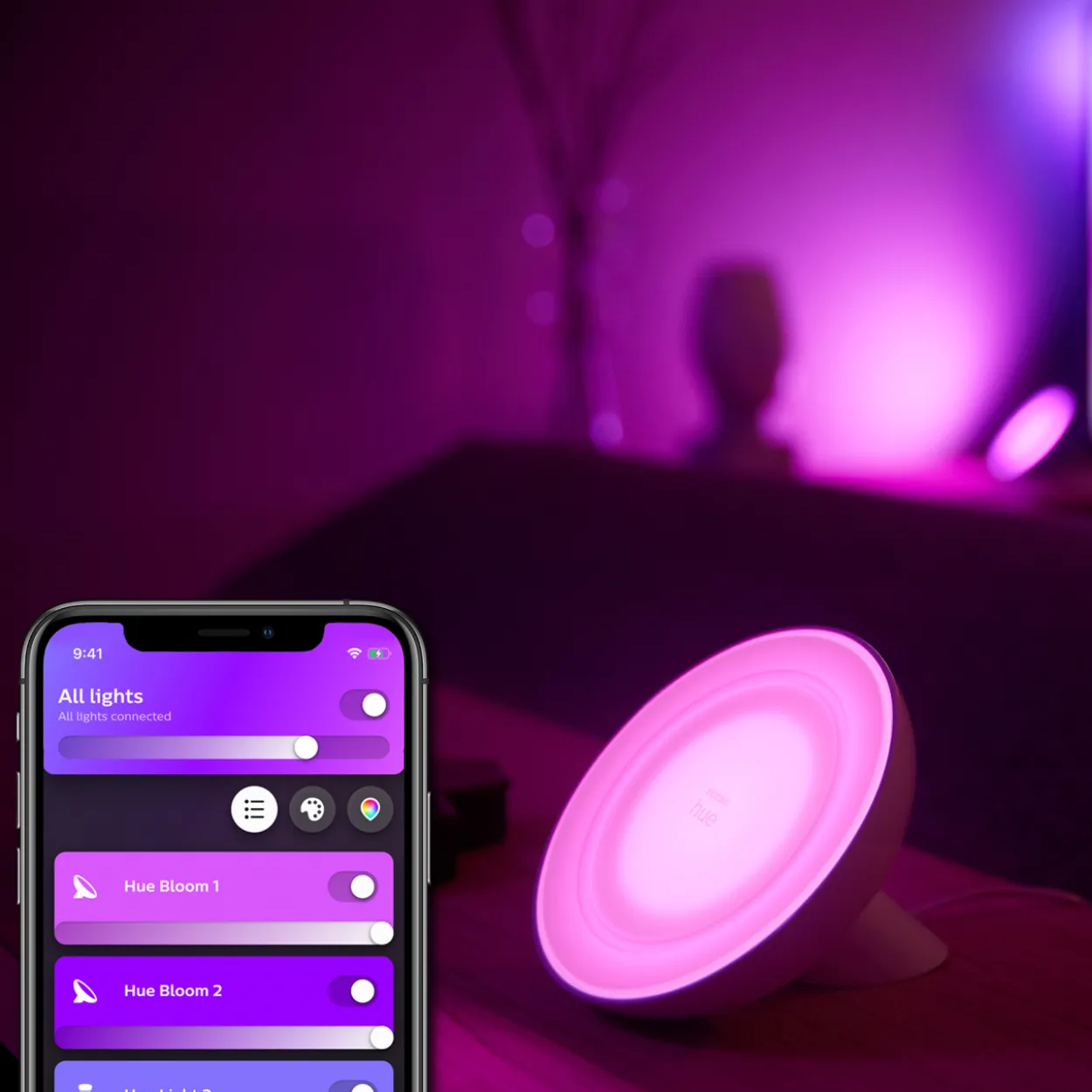 Pöytävalaisin Philips Hue Bloom, musta