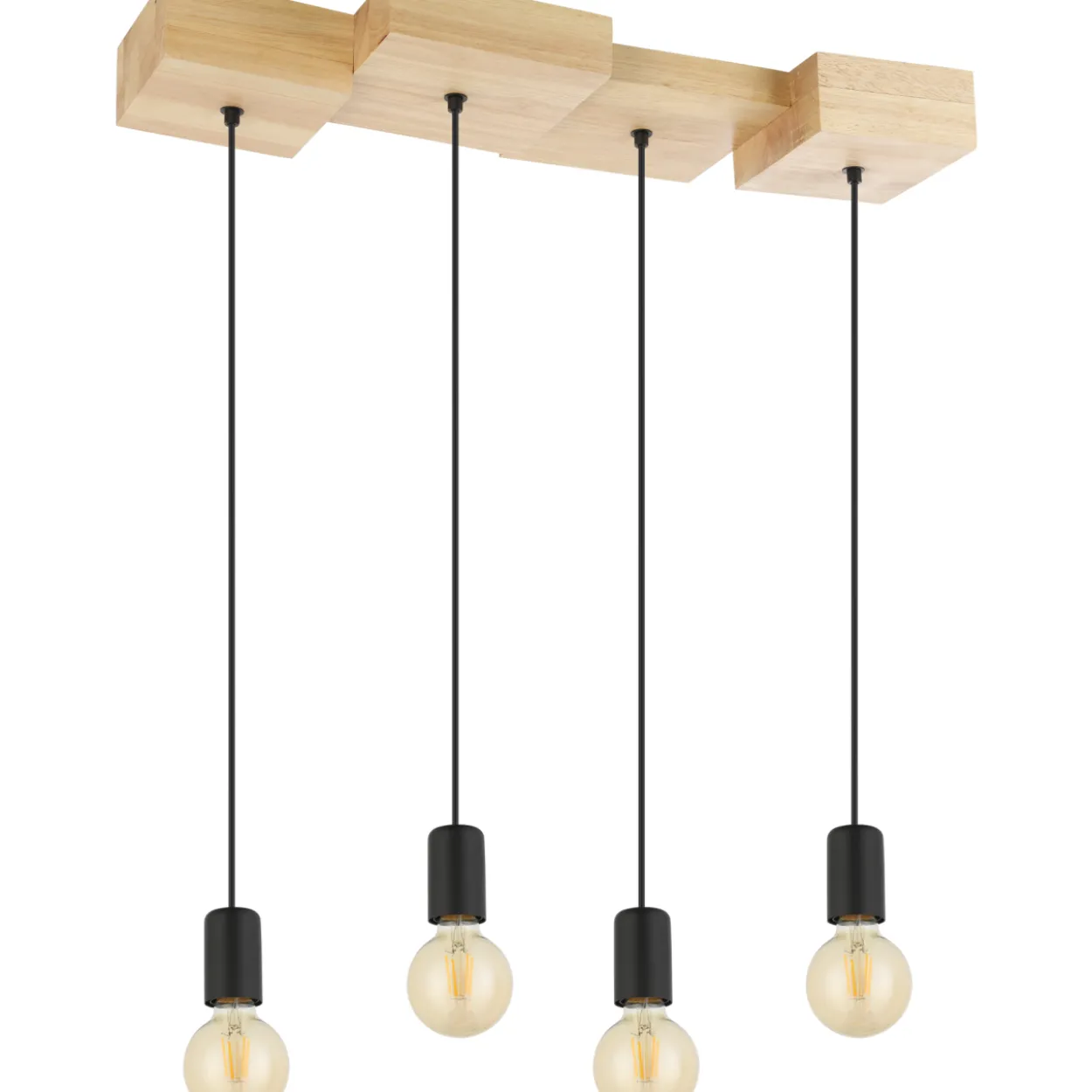 Riippuvalaisin 4-os EGLO Halkin 4x40W 72x25cm puu/musta