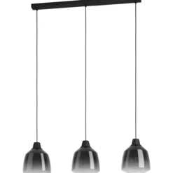Riippuvalaisin 3-os EGLO Sedbergh 40W 90x20 cm musta/harmaa-musta savulasi