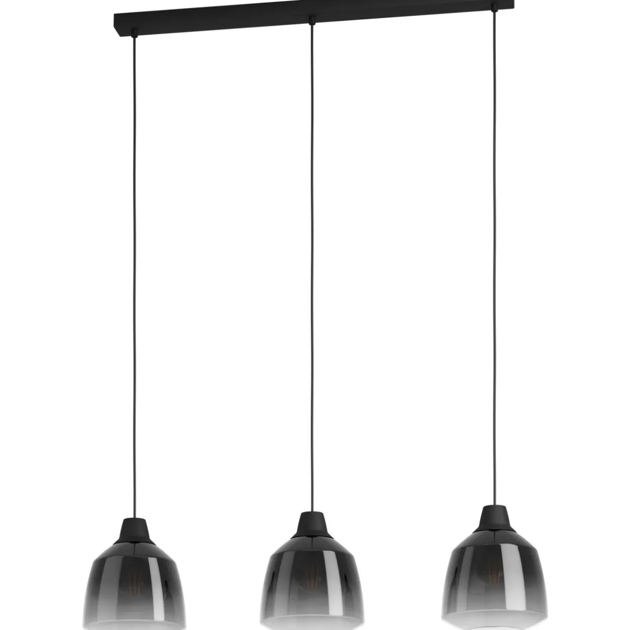 Riippuvalaisin 3-os EGLO Sedbergh 40W 90x20 cm musta/harmaa-musta savulasi
