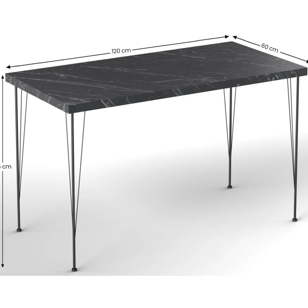 Ruokapöytä Chic Home 120 cm Noora + 4 tuolia, musta