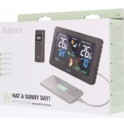 Sääasema Hama Premium, värillinen LED-näyttö, USB-portti puhelimen lataukseen