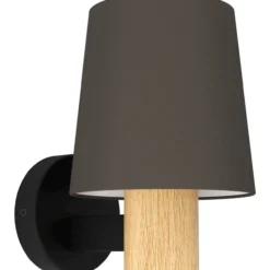Seinävalaisin EGLO Edale 40W 15x19,5cm musta/cappuccino/puu