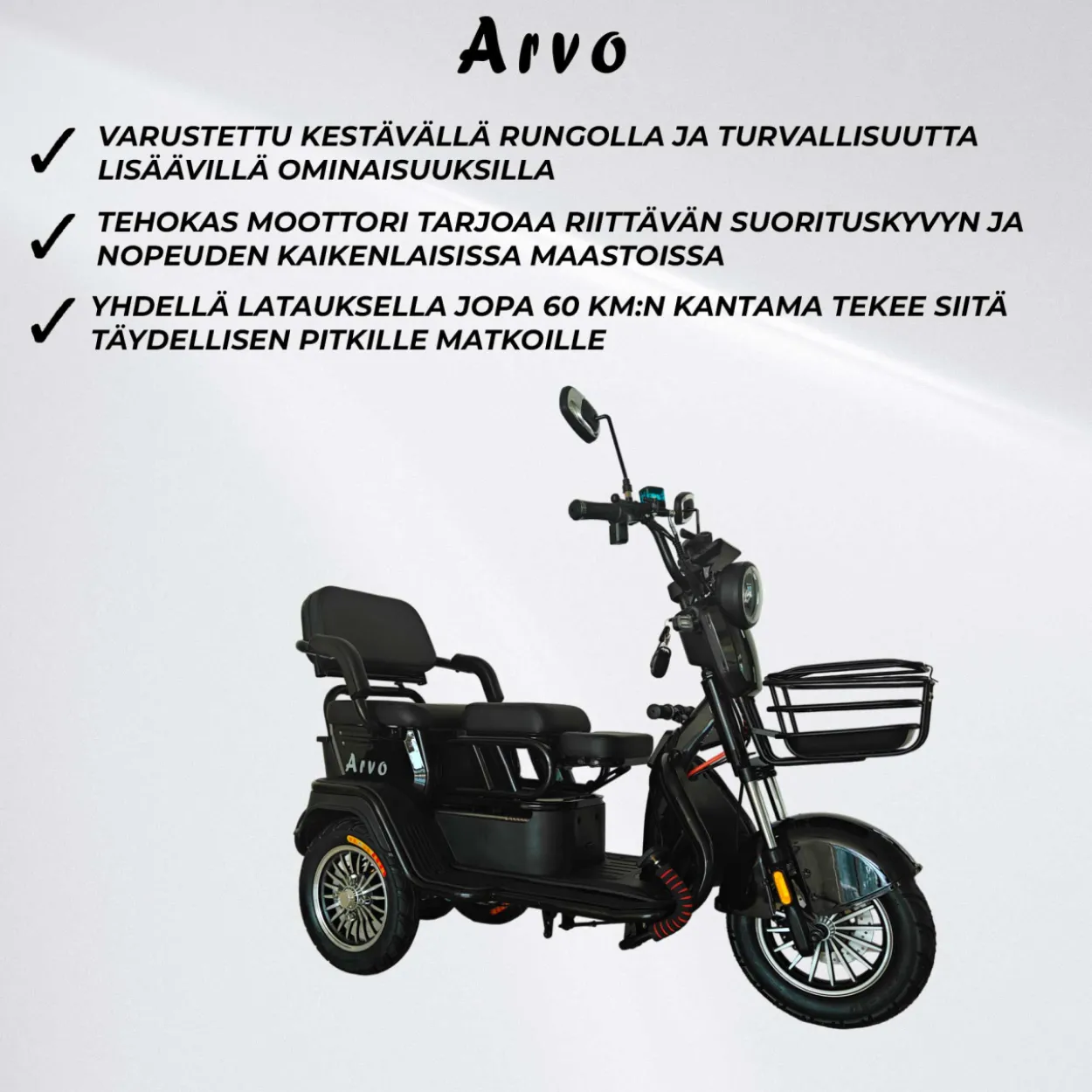 Senioriskootteri Arvo P200 musta