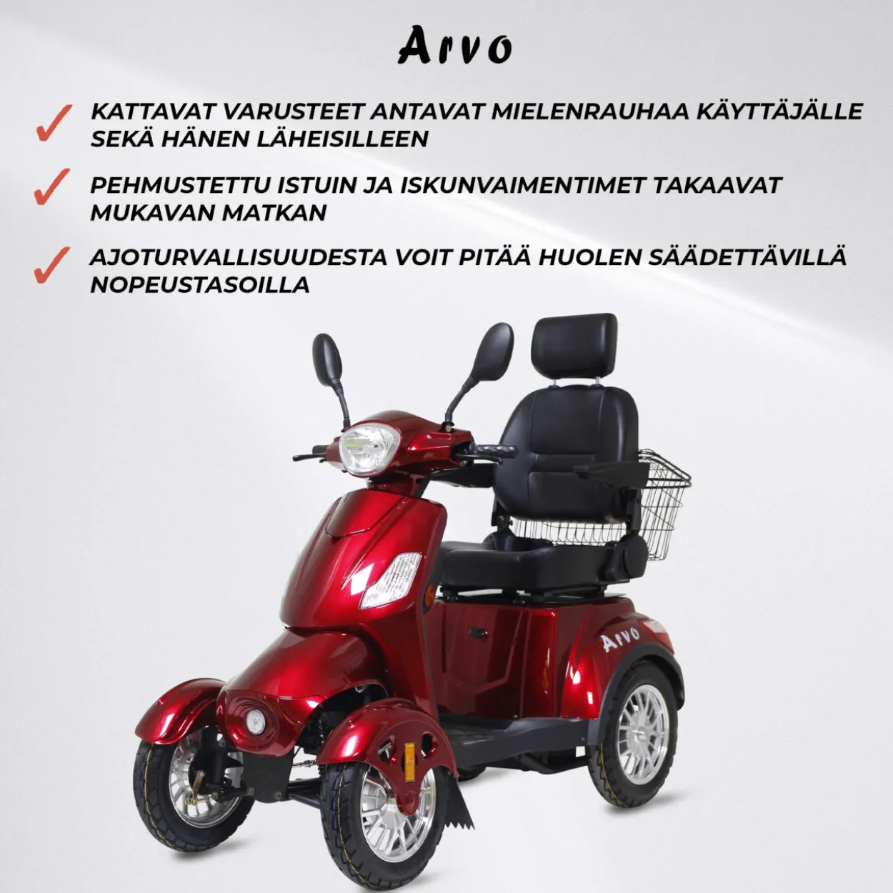 Senioriskootteri Arvo P400 punainen