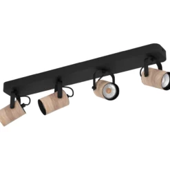 Spottivalaisin EGLO Cayuca led 4x3W 58x10cm musta/puu