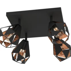 Spottivalaisin 4-os EGLO Carlton 7 4x40W 37x37cm antiikkikupari/musta