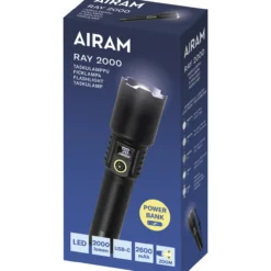 Taskulamppu Airam Ray 2000 USB-ladattava