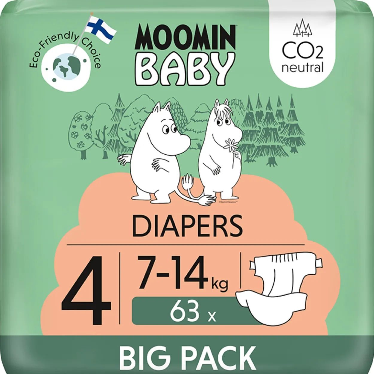 Teippivaippa 63 kpl Moomin Baby 4, 7-14 kg