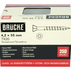 Terassiruuvi Brücke 4,2 x 55 mm, Ruspert, ruskea, 250 kpl
