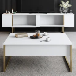 TV-taso Chic Home 180 cm Lyydia valkoinen/kulta