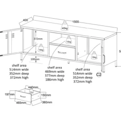 TV-taso Eureka 150 cm Carbon