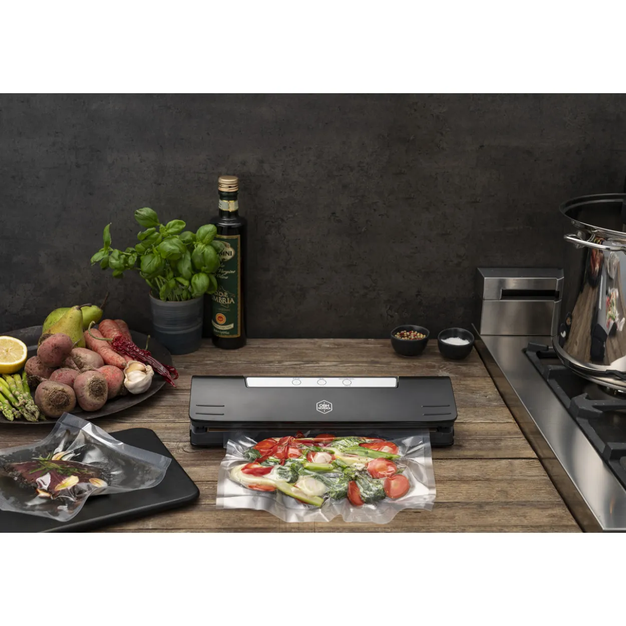Tyhjiöpakkauslaite OBH Nordica 7943 Compact Fresh, musta